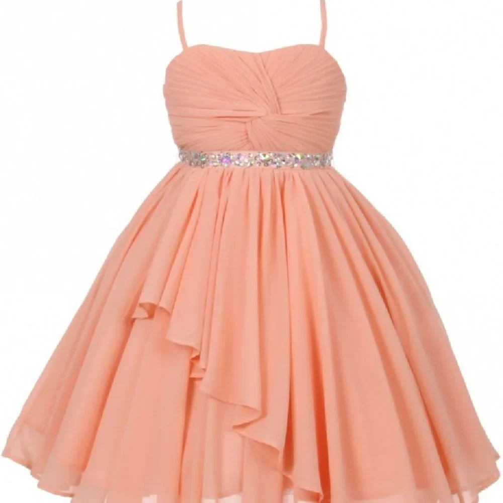 New Junior Girl Dress Wedding Chiffon Big Girls Floral Flower Girls Dress 16
